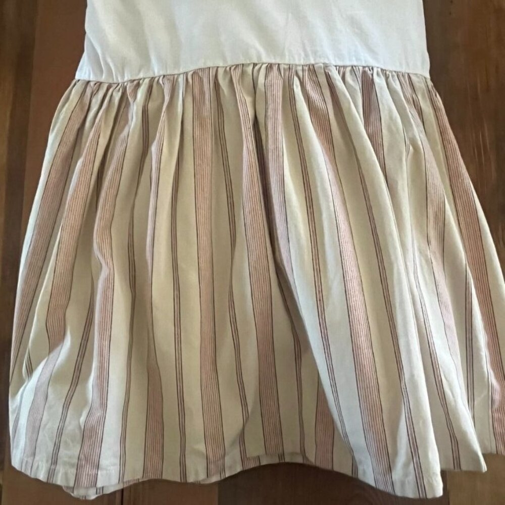 Vintage Ralph Lauren Chaps Rivera Queen Dust Ruffle Beige & Red Stripes Cotton